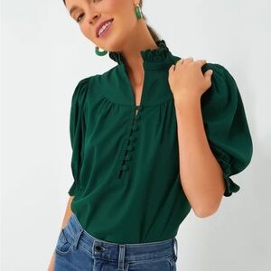 Pomander Place Emerald Button-Up Blouse